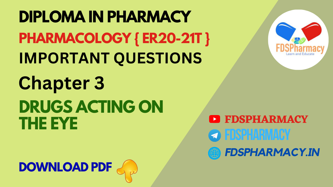 Pharmacology Chapter 3 Important Questions FDS Pharmacy