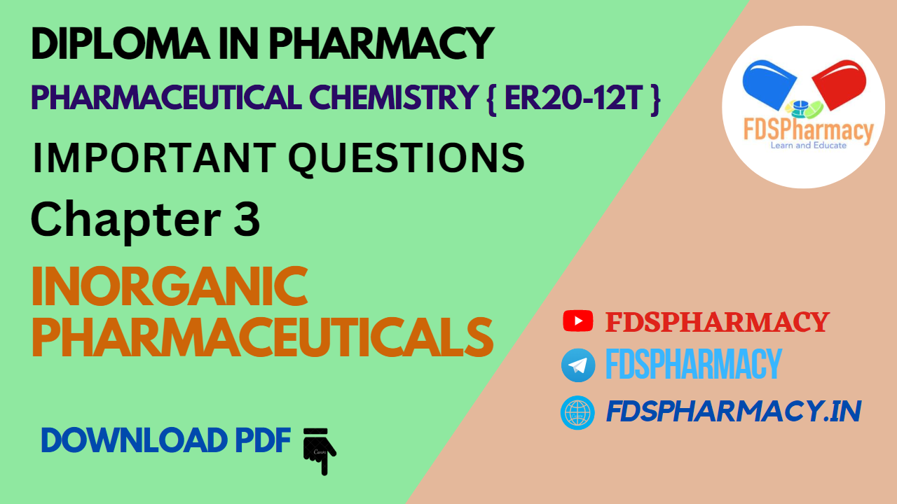 Pharmaceutical Chemistry Chapter 3 Important Questions – FDS Pharmacy