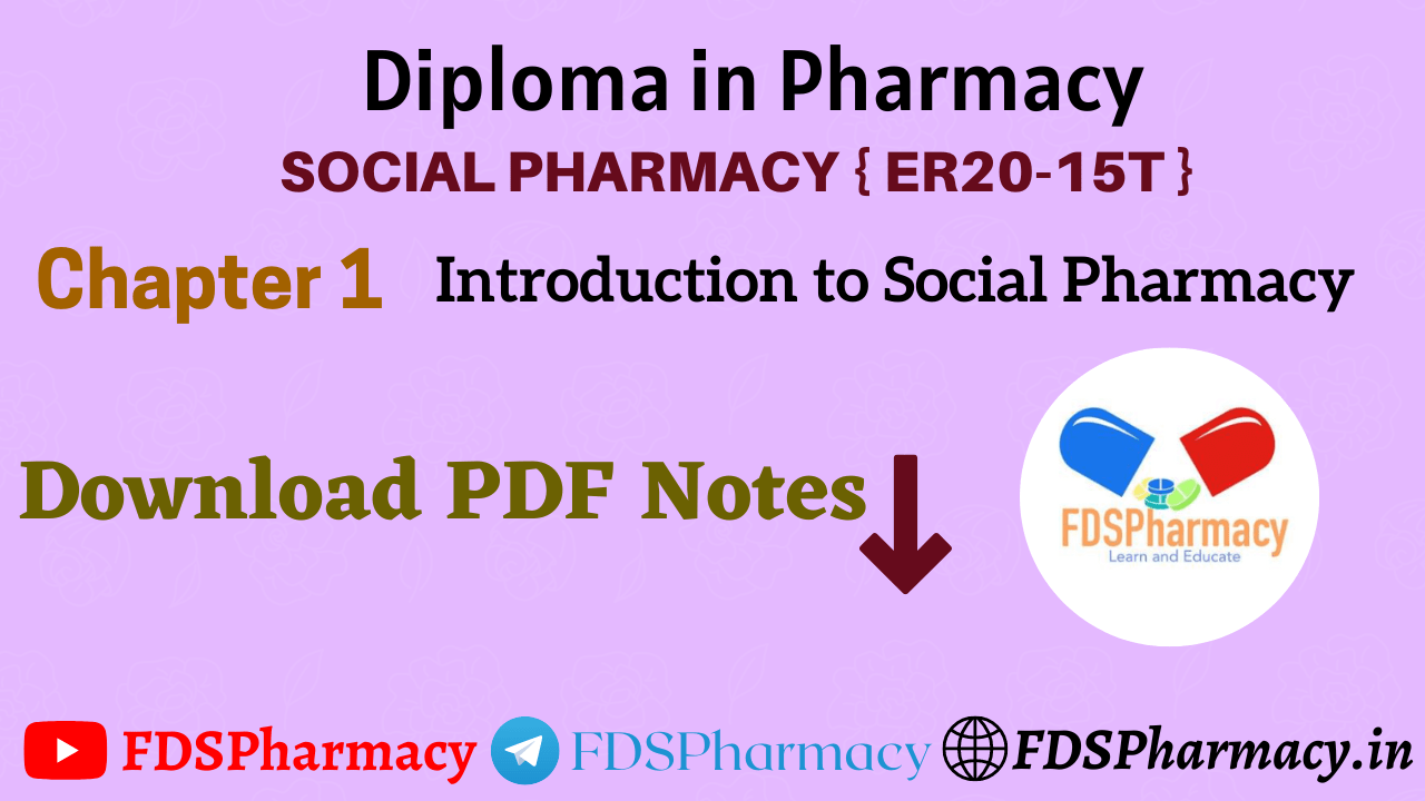 Social Pharmacy Chapter 1 Notes - FDS Pharmacy