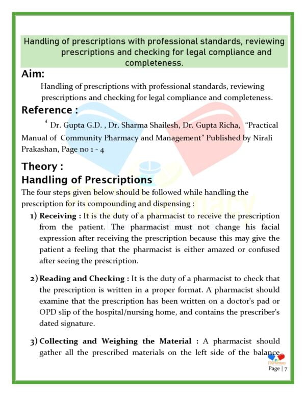 Community Pharmacy and Management Practical Manual - Image 7