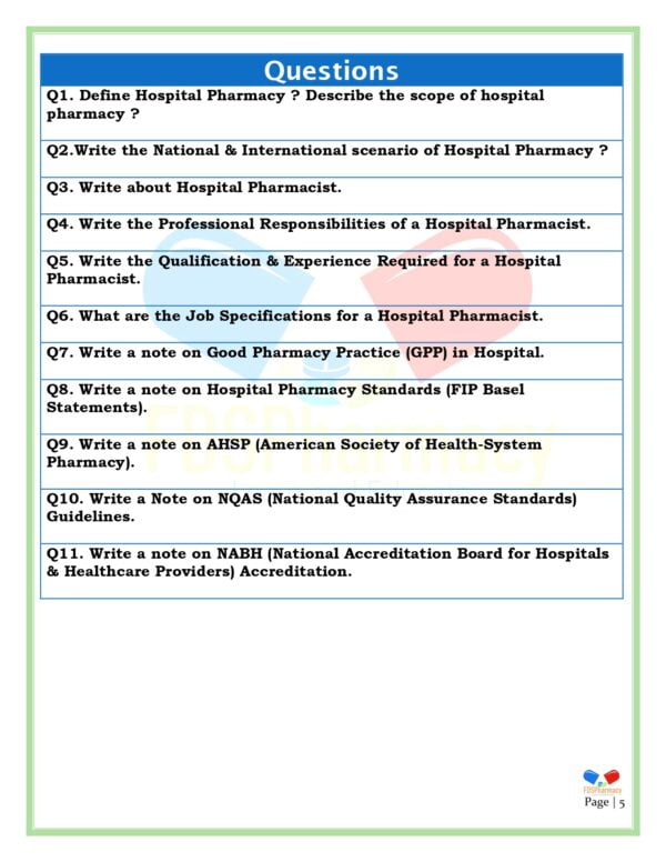 Hospital and Clinical Pharmacy Important Questions - Image 5