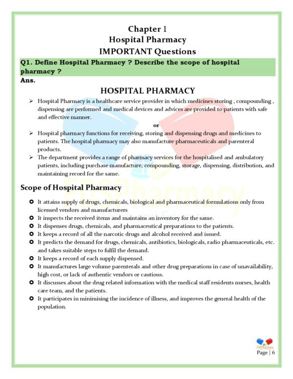 Hospital and Clinical Pharmacy Important Questions - Image 6