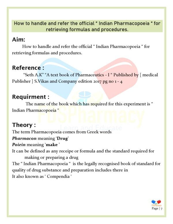 Pharmaceutics Practical Manual - Image 7