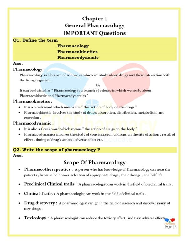 Pharmacology Important Questions - Image 6