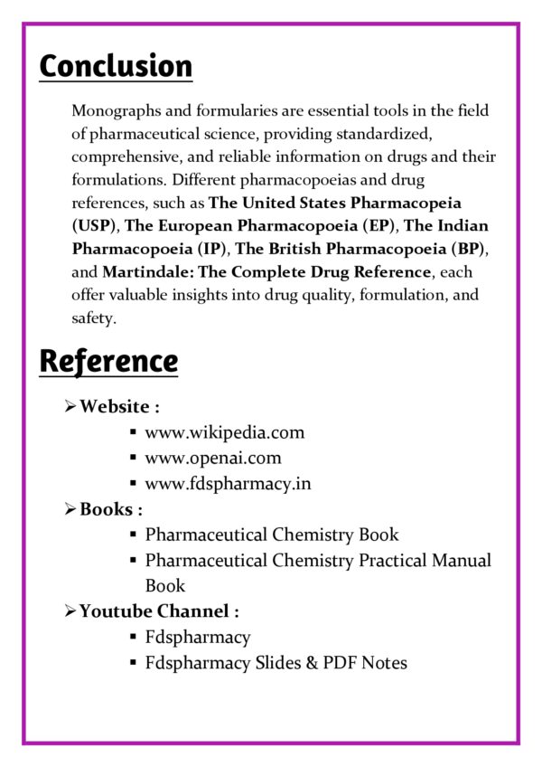 Different monographs and formularies available and their major contents Assignment - Image 7