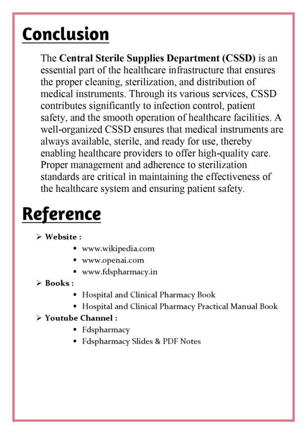 Brief layout and various services of the Central Sterile Supplies Department (CSSD) Assignment - Image 5