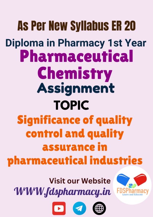 Significance of quality control and quality assurance in pharmaceutical industries Assignment