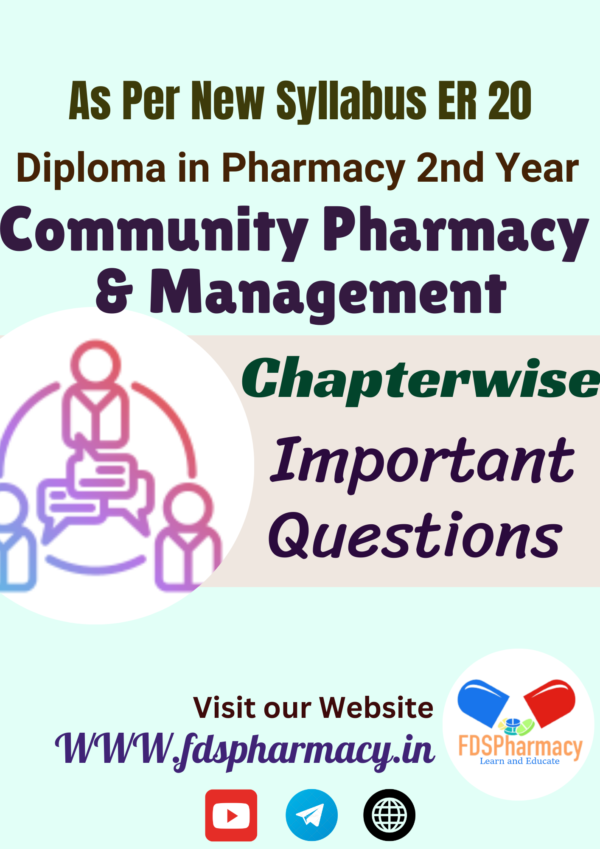 Community Pharmacy and Management Important Questions
