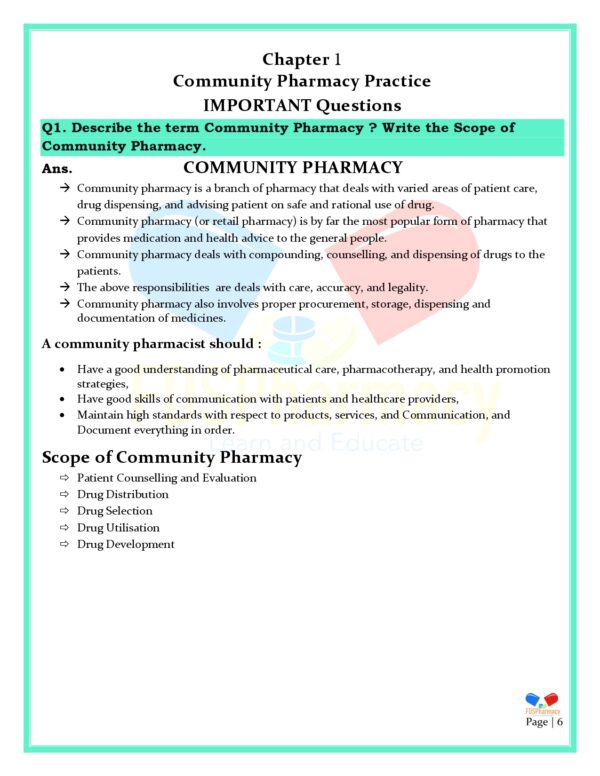 Community Pharmacy and Management Important Questions - Image 6