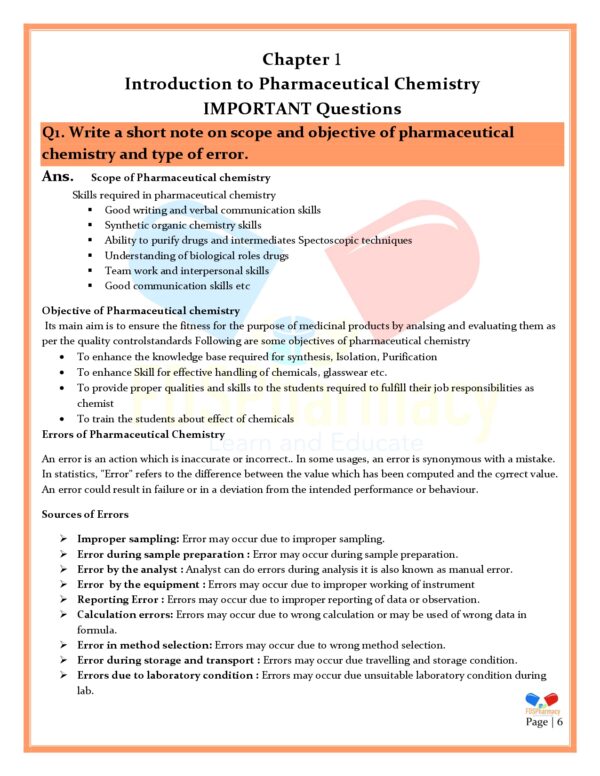 Pharmaceutical Chemistry Important Questions - Image 6