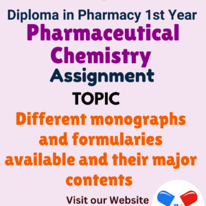 Different monographs and formularies available and their major contents Assignment