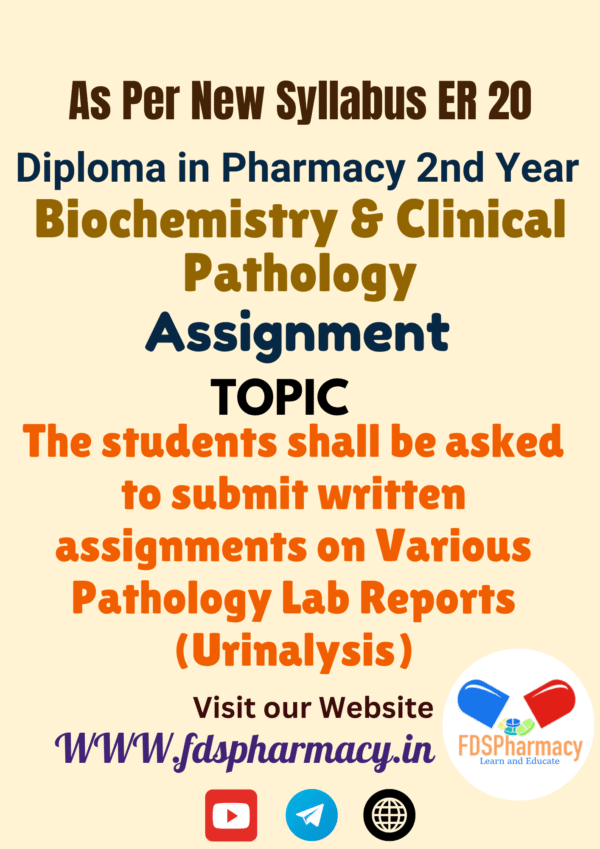 The students shall be asked to submit written assignments on Various Pathology Lab Reports (Urinalysis) Assignment