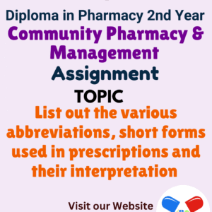 List out the various abbreviations, short forms used in prescriptions and their interpretation Assignment