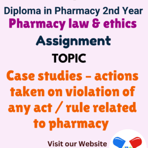 Case studies – actions taken on violation of any act / rule related to pharmacy Assignment