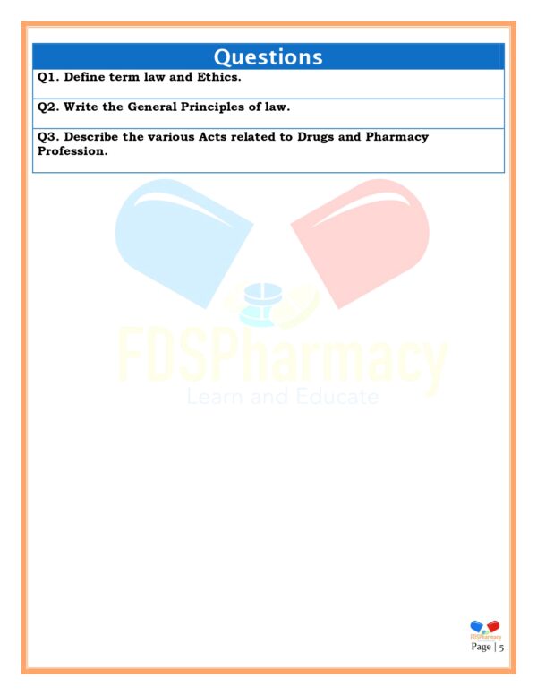 Pharmacy Law and Ethics Important Questions - Image 5