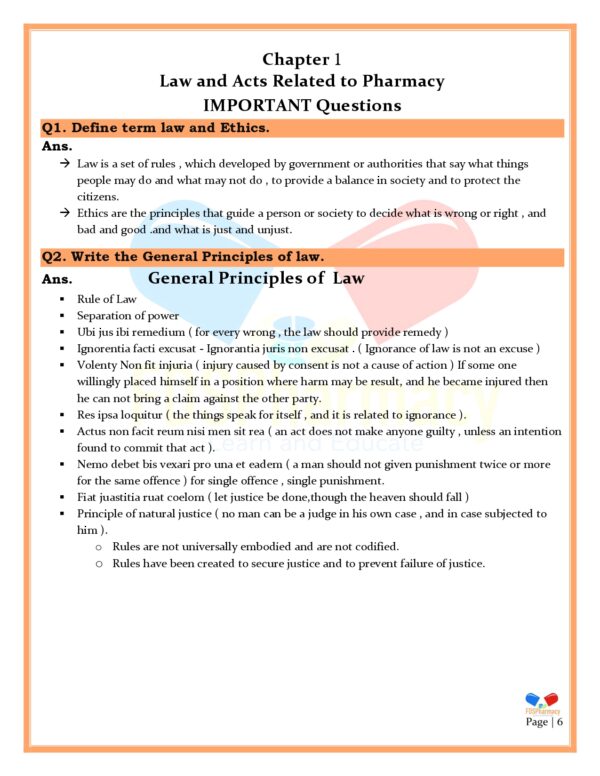 Pharmacy Law and Ethics Important Questions - Image 6