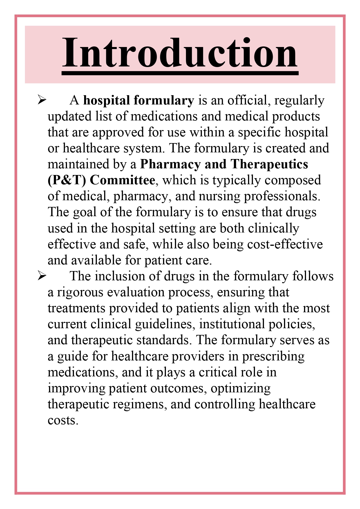 Typical profile of a drug to be included in the hospital formulary Assignment - Image 6