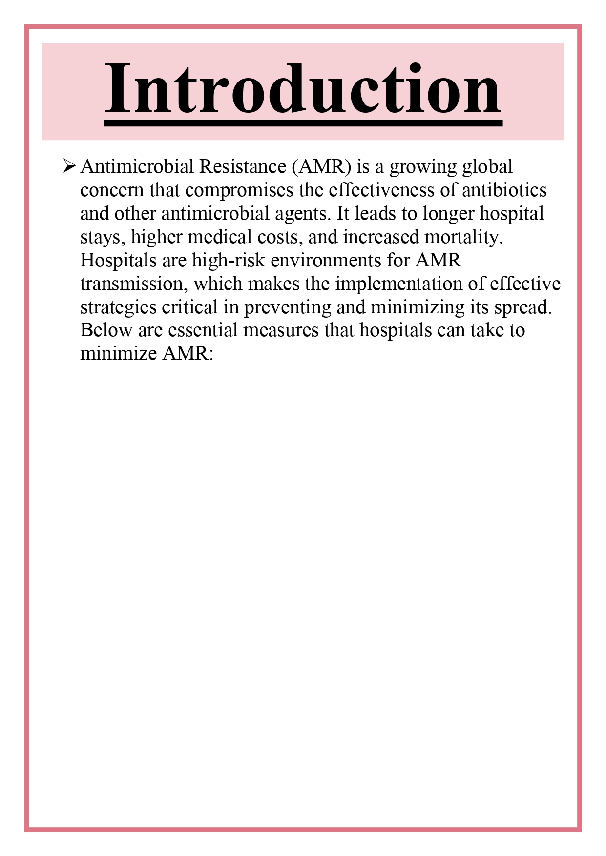 Measures to be taken in hospitals to minimize Antimicrobial Resistance Assignment - Image 6