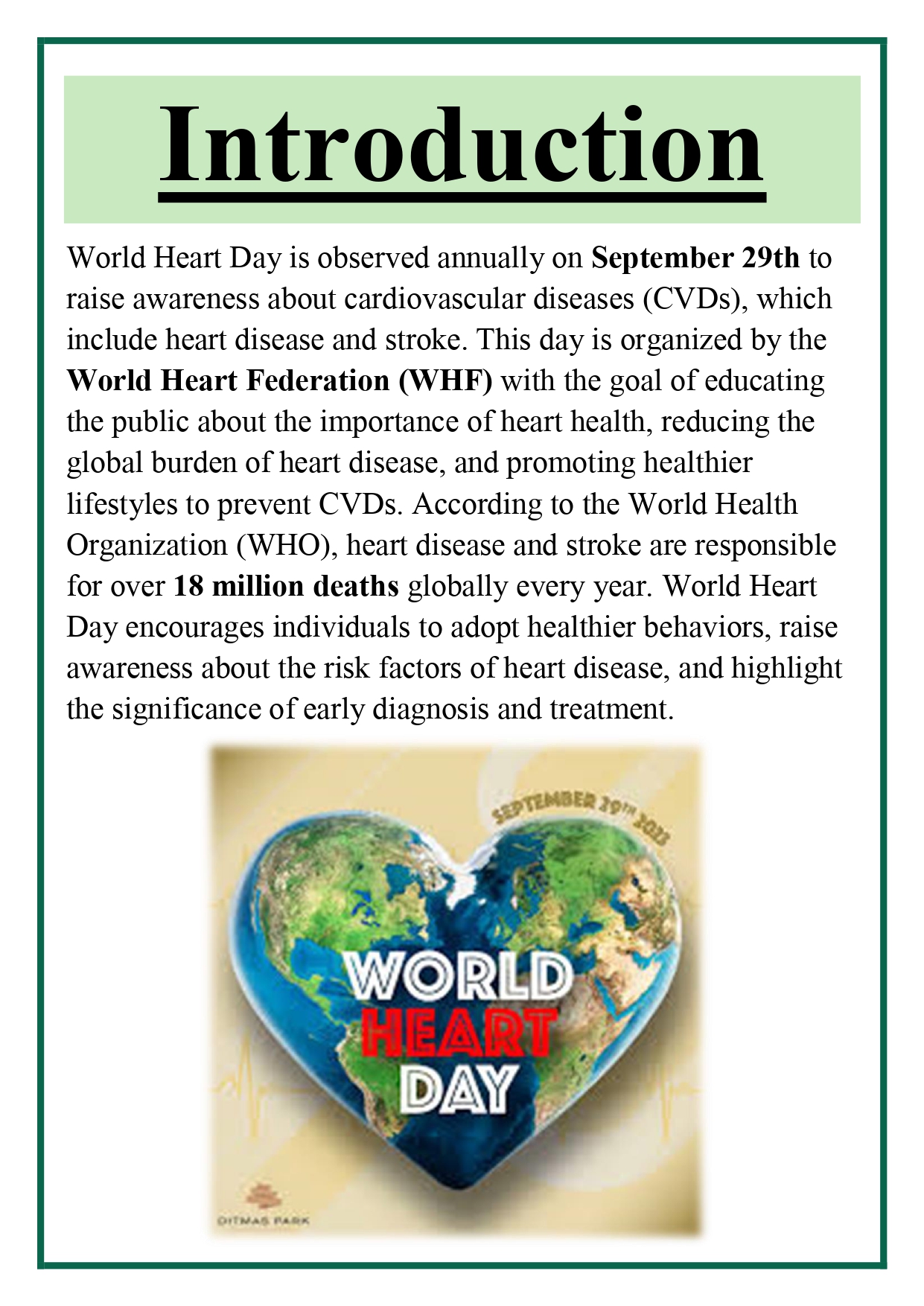 Prepare poster/presentation for general public on any one of the Health Days. e.g. Day, AIDS Day, Handwashing Day, ORS day, World Diabetes Day, World Heart Day, etc Assignment - Image 7