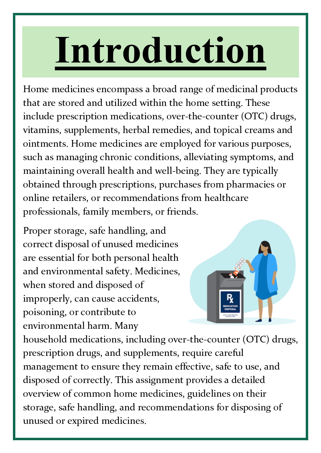 List of home medicines, their storage, safe handling, and disposal of unused medicines Assignment - Image 6