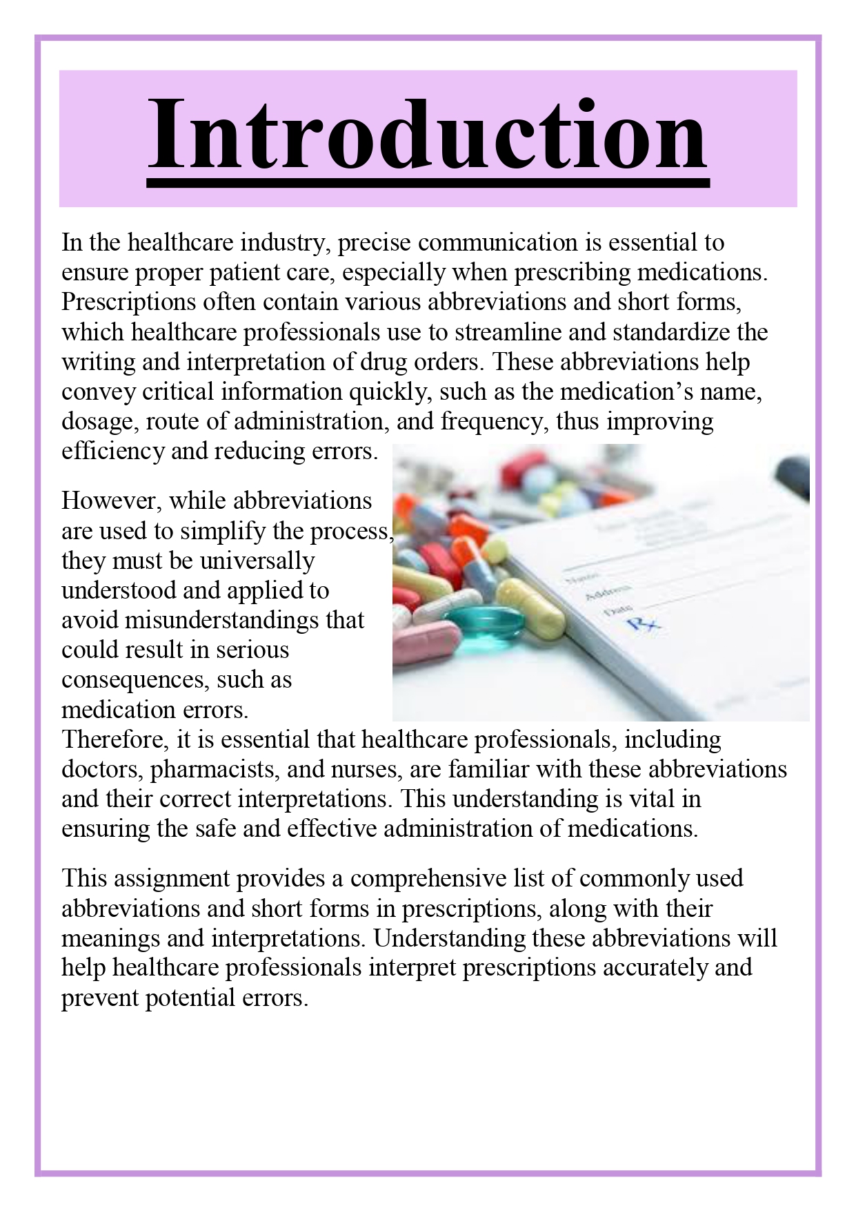 List out the various abbreviations, short forms used in prescriptions and their interpretation Assignment - Image 6