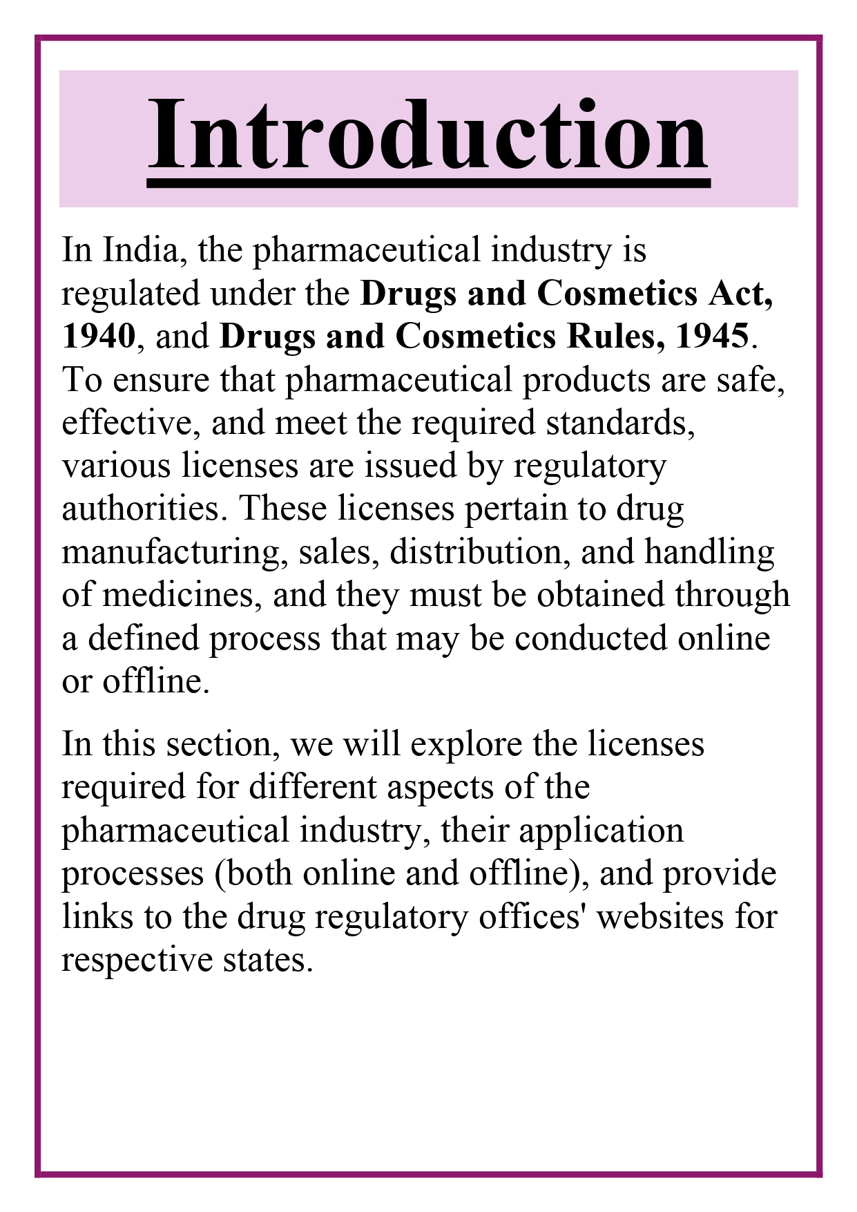Licenses required, application processes (online/offline), drug regulatory office website of the respective state Assignment - Image 6