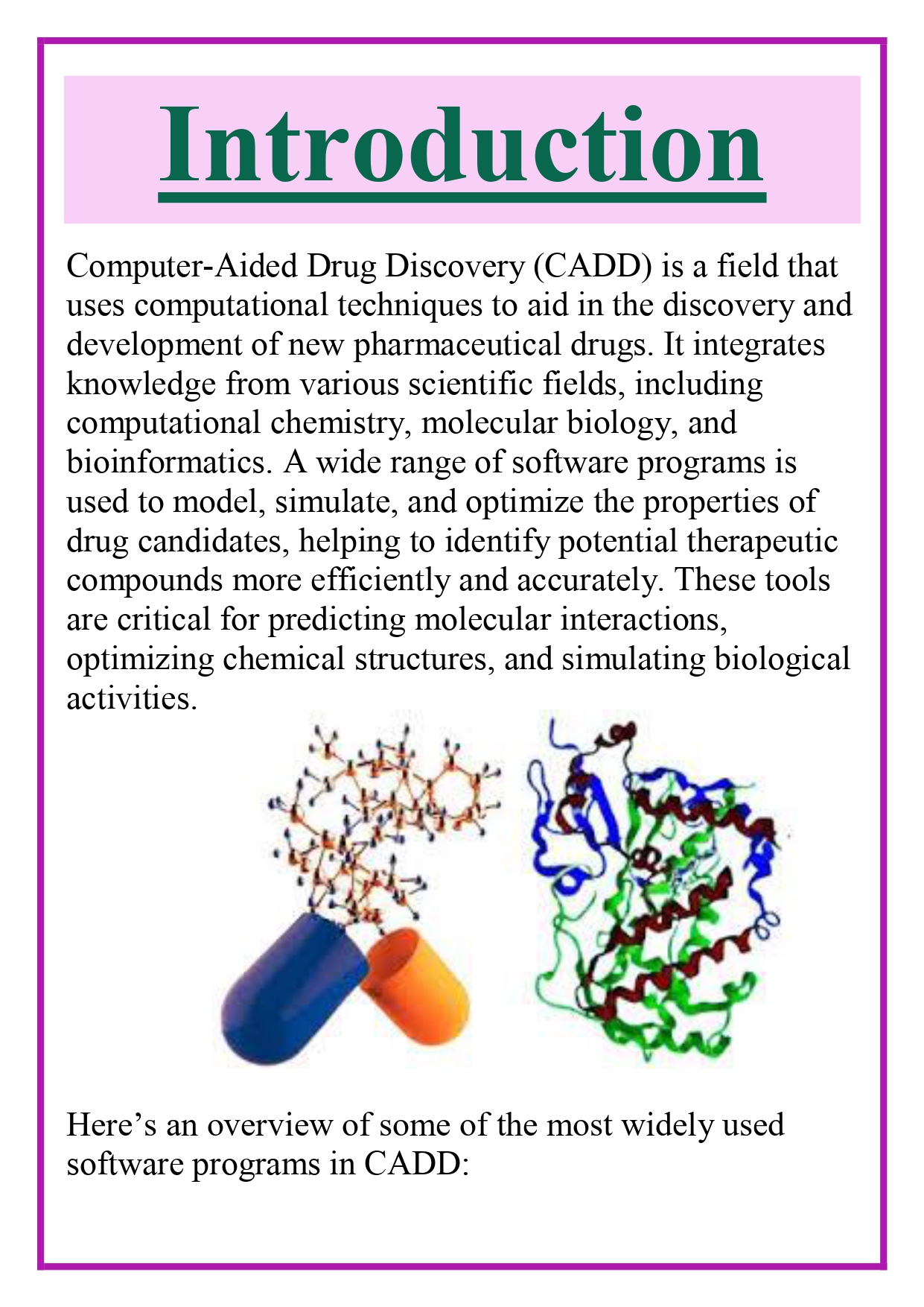 Various software programs available for computer aided drug discovery Assignment - Image 6