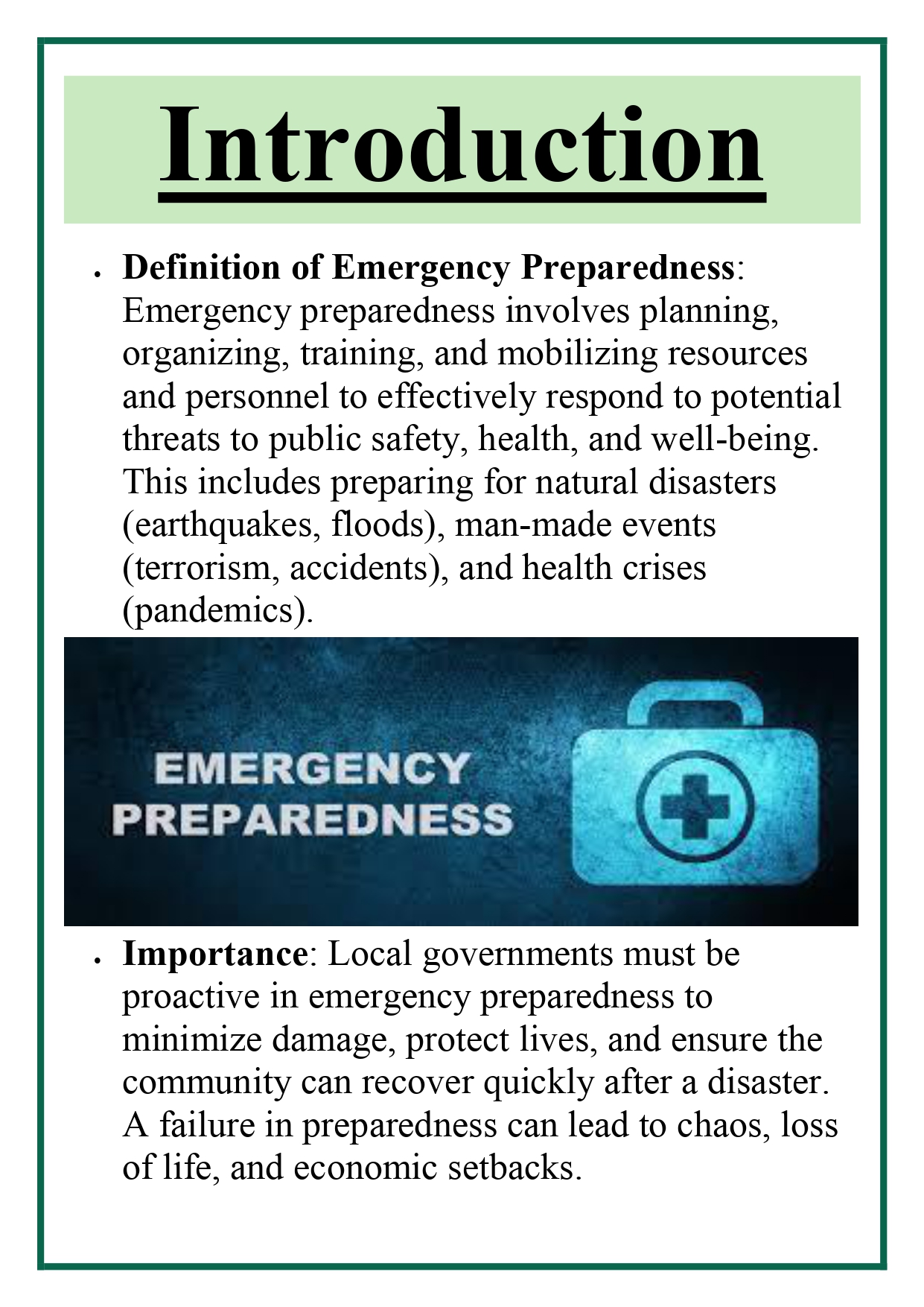 Emergency preparedness: Study of local Government structure with respect to Fire, Police departments, health department Assignment - Image 6