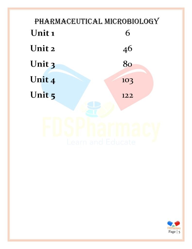 Pharmaceutical Microbiology All Unit Notes – FDSPharmacy